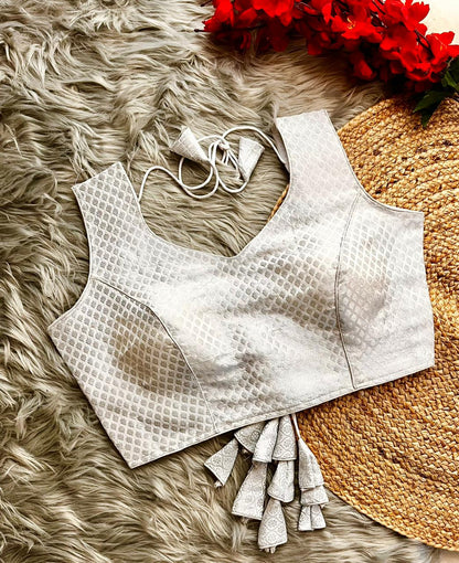 silver jari blouse