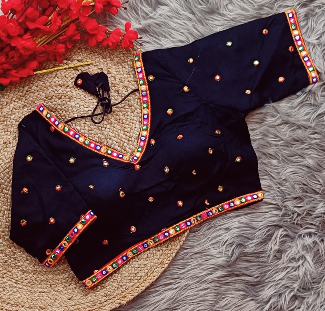 Navratri Multi Mirror Blouse