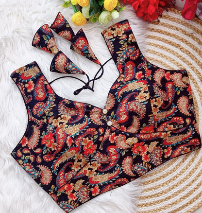 RAYON PRINT WITH Sequence Work BLOUSE*