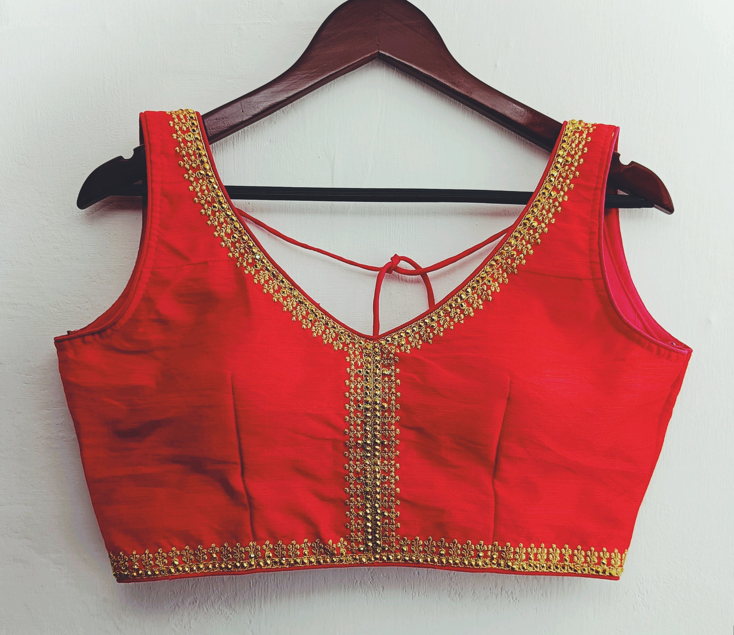 V-Nack sleeve less Fancy Blouse